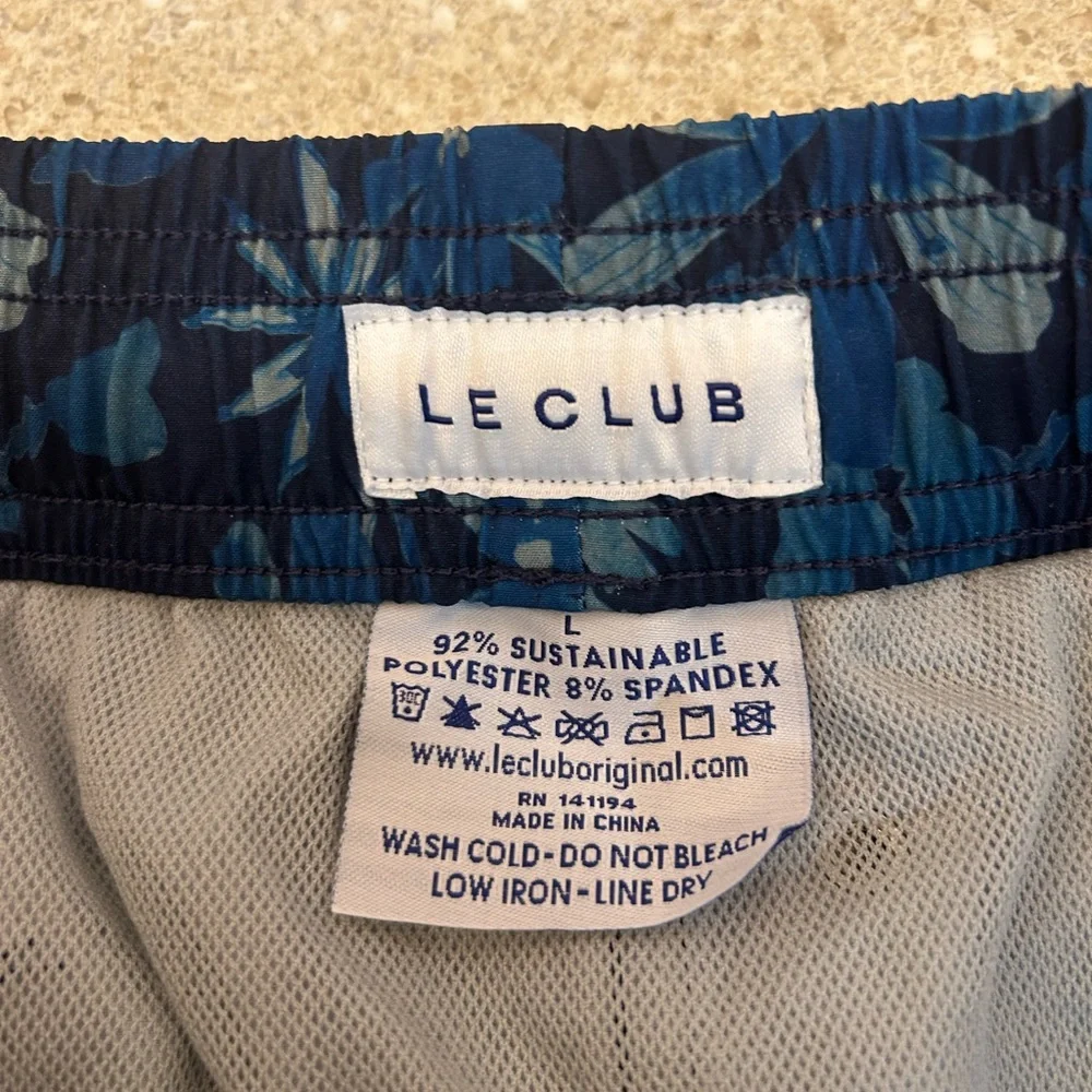 Le Club Men’s Blue‎ Tropical Swim Trunks Shorts Size Large